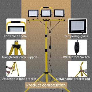 20000 Lumen Work <b>Lights</b> With Stand 200W Dual Head <b>LED</b> <b>Light</b> Waterproof Lamp Individual Switch Adjustable Tripod WD-660 Tripod Wo - Product Image 3