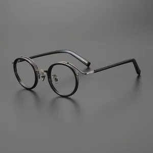 2023 Retro yuvarlak High-end fabrika nokta saf titanyum plaka gözlük çerçeve erkek ve kadın optik gözlük çerçeveleri