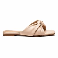 Sandales plates à nœud pour femmes, style preppy, à enfiler, minimalistes, pour le quotidien, à bout carré, en PU souple, chaussures d'été