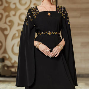 ओम/ओडम इड अबाया, चमकदार क्रिस्टल दुबाई अबाया के रूप में उच्च गुणवत्ता वाले काले लंबे कोट पहनते हैं - Product Image 3