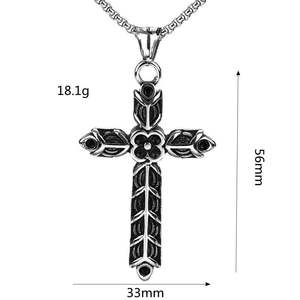 Stainless Steel <b>Cross</b> Pendant Unisex Geometric Asymmetry Design Necklace For Men And Women - Product Image 5