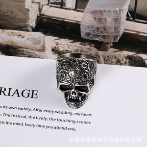 European Style Punk Skull <b>Titanium</b> Steel <b>Ring</b> Men's Party Jewelry SA883 - Product Image 4