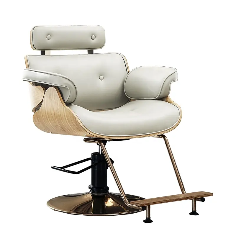 Cadeira de barbeiro moderna, cadeira de madeira branca para mulheres, salo, beleza, móveis