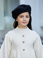 2025 venta al por mayor niños niñas Negro Blanco rojo lana boina francesa sombrero artista sombrero sólido cálido gorra invierno otoño
