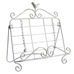 Handicrafts Wrought Iron Metal Cook Book Stand Holder Racks White Color for Home And Office Desktop Decoration Book Stand - Product Image 1