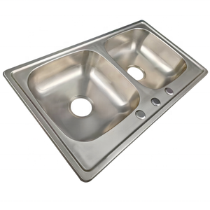 Lavello da <span class=keywords><strong>Cucina</strong></span> in Acciaio Inox dal Design Classico con Doppia Vasca, Dimensioni 840mm*480mm - Product Image 3