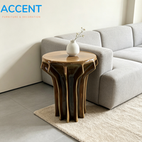 Meubles pour enfants, table d'appoint en FRP à texture plissée, tabouret d'appoint brun chaud, fibre de verre, entièrement personnalisé pour la décoration de hall de luxe rétro