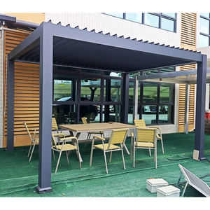 Pérgola Eléctrica Impermeable Ecológica de Aluminio, Gazebo Moderno con Techo de Láminas Ajustables <span class=keywords><strong>para</strong></span> Balcón, Uso en Exteriores, Personalizable - Product Image 4