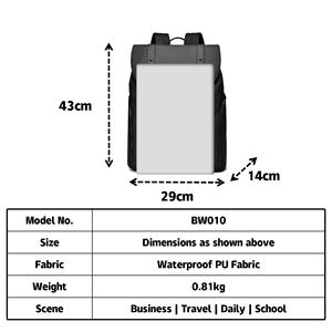 Unisex Trọng lượng nhẹ PU da máy tính xách tay Ba lô không thấm nước kinh doanh du lịch Túi dây đeo vai sinh viên hàng ngày sử dụng OEM Túi máy tính - Product Image 6