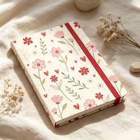Carnet de notes A5 personnalisé à couverture rigide avec impression florale en forme de cœur, journal, papeterie, cadeau