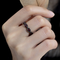 Bague en or 9 carats Messi Gems MSR-1788 avec pierre précieuse ronde de 2,5 mm de couleur sang de pigeon cultivée en laboratoire