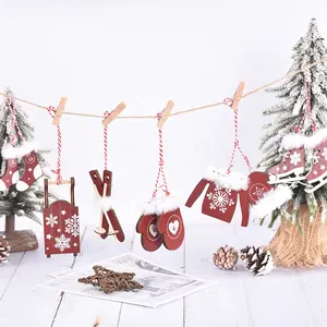 Skiing Christmas Ornament Christmas Tree Hanging Ornaments Wooden Ski Boots Gloves Wooden Slices Xmas Hanging