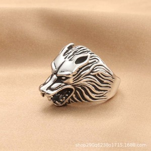 Animal Wolf <b>Head</b> Ring Stainless Steel Men's Retro Punk <b>Style</b> Jewelry Gift - Product Image 4