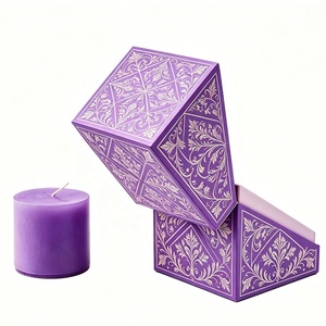 Cajas de Regalo para Velas de Papel Ecológico Color Morado, Cajas de Cartón Personalizadas para Velas de Lujo con Inserto - Product Image 4