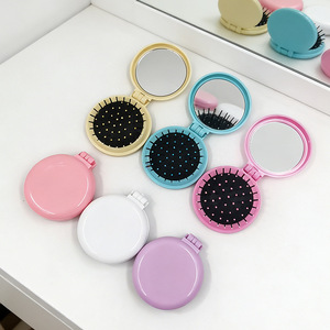 Lindo peine acolchado color macarrón, suave y adorable, con espejo, mini peine de masaje portátil, peine de aire acolchado sencillo. - Product Image 2