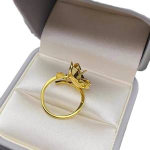 Base para Anillo de Plata S925 10534DIY, Diseño de Hoja de Ginkgo, con Cuentas Redondas de 10-13mm, Accesorios de Perlas para Mujer - Product Image 5