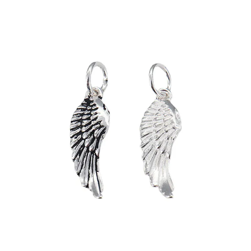 WMG479 Sterling Silver Feather Angel Leaf Wing Necklace Bracelet Charm Pendant S925 Sterling Silver Angel Wing Charm