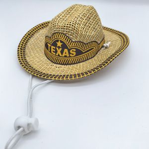 Cappello di paglia da cowboy estivo Texas con stampa logo, in tessuto di <span class=keywords><strong>carta</strong></span>, piccolo, per protezione solare, ideale per decorazioni per feste - Product Image 4