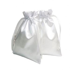<b>White</b> Satin Jewellery <b>Scarf</b> Gift Pouch <b>Silk</b> Drawstring Wig Hair Storage Clothes Bags - Product Image 1