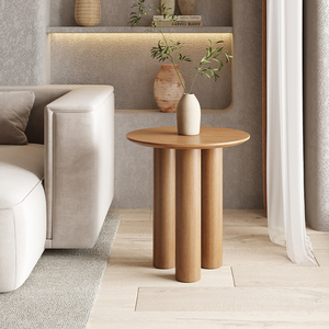 Đồ nội thất phòng khách Bắc Âu ghế <span class=keywords><strong>sofa</strong></span> cuối bàn trà tiết kiệm không gian gỗ sồi rắn sàn hình tròn <span class=keywords><strong>sofa</strong></span> bên Bàn cà phê - Product Image 1