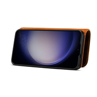 Funda de Teléfono Tipo Cartera con Tapa Abatible de Cuero Genuino, con Soporte y Protección Anticaídas, Compatible con la Serie Samsung S25/S24/S23/S22/S21/S20
