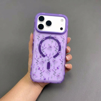 Coque de protection magnétique transparente de luxe à motif floral pour iPhone 17 16 15 14 Pro Max