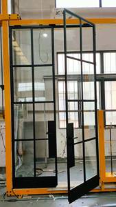 Clear Fluted Glass Steel Iron Frame Tempered Glass French Double Swing Interior Glass Door for Home - Product Image 6