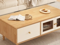 Table basse de salon en chêne rustique durable avec 2 portes et 1 tiroir de rangement pour petits appartements et usage domestique