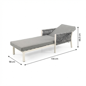 Tumbona Moderna de Ratán con Estructura de Acero y Cojín Ajustable, Silla Reclinable para Playa, Jardín, Sala de Estar y Piscina - Product Image 6