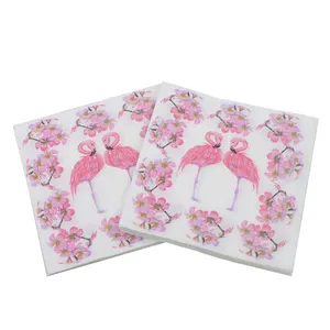 Printed Paper Napkin Elegant Flowers Bird Printed Paper Napkins Serviettes Luncheon Decorative Decoupage For Wedding Dinner