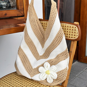 Borse a <span class=keywords><strong>tracolla</strong></span> estive da donna a righe, da spiaggia, da viaggio, in stile coreano INS, traforate, lavorate a maglia e all'<span class=keywords><strong>uncinetto</strong></span> - Product Image 5