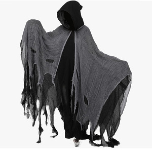 Capa con capucha para decoración de Halloween, disfraz de cosplay para adultos, tela desgastada, disfraz de fantasma de terror, fiesta de disfraces, juego de rol - Product Image 1