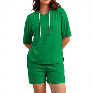 Conjunto Deportivo de Dos Piezas para Mujer, Sudadera con Capucha y Pantalones Cortos, para Actividades en Casa y al Aire Libre, Impresión de Logotipo Personalizado, Servicios OEM - Product Image 1