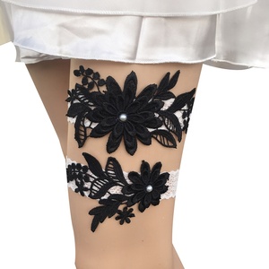 Venta al por mayor de encaje Floral de <span class=keywords><strong>boda</strong></span> <span class=keywords><strong>liga</strong></span> de encaje elástico banda de ligas de novia - Product Image 6
