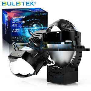 BULBTEK AD21 바이 LED 헤드라이트 렌즈 3.0 "스퀘어 하이로 빔 자동 프로젝터 라이트 200W 15000LM 12V 자동차 프로젝터 렌즈 범용