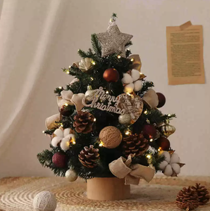 DAMAI Merry Christmas Mini <b>Lighted</b> Christmas <b>Tree</b> With Butterflies for Christmas <b>Tree</b> Solid Wood Base for Home Desktop Ornament - Product Image 1