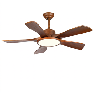 Ventilateur de plafond en bois de 42 pouces avec lumière LED, 5 pales, moteur DC, télécommande pour maison et hôtel - Product Image 1
