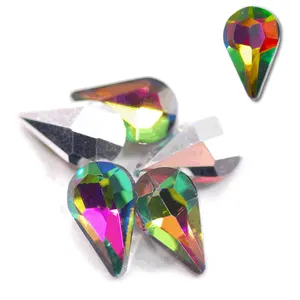 50pcs/bag Brilliant Waterdrop Teardrop Rhinestones Colorful Glass Crystal Point Back Diamond Stones Accessories Tool Rhinestones