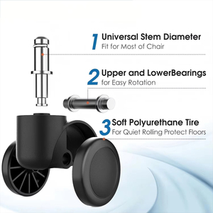 Adjustable <b>Plastic</b> Swivel <b>Wheels</b> Steel PU Durable Universal Chair Casters for Home Gym Hospital Baby and Dining Living Rooms - Product Image 3