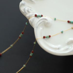 Elegante estilo bohemio collar de acero inoxidable delicado patrón de bola con cuentas diseño de capas garra ajuste incrustaciones para aniversario - Product Image 4