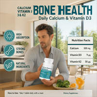 Comprimés OEM de Calcium, Vitamine D, Vitamine K et Vitamine D3 pour l'absorption du Calcium et la santé osseuse des adultes