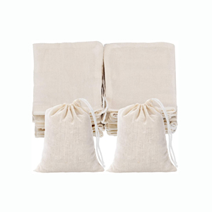 Custom Eco Friendly Organic Muslin Cotton Pouch Promotional Small White Calico Cloth Canvas Drawstring Bag With Logo Printed