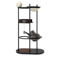 Meuble tour pour chat design avec structure métallique, plateformes en bois, lit capsule transparent et griffoir – Solutions personnalisées OEM ODM