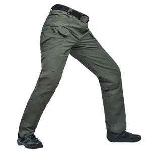 Men's Rib Stop Outdoor Waterproof Fans Tactical Pants Combat Pants Hiking Hunting Multi Pockets Cargo Worker Pants