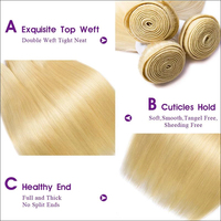 Mèches brésiliennes 613 naturelles Remy lisses blond 1/5 — queen beauty, cheveux vierges crus, pour femme noire, offres en lots de 100%, vente en gros