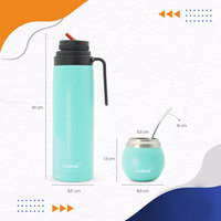 Ensemble complet de maté moderne de 1 litre + 4 oz, comprenant une gourde à maté, un thermos, une bombilla et une brosse de nettoyage, en acier inoxydable 304 18/8 de qualité