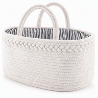 Panier de rangement en corde de coton avec logo couleur personnalisé, OEM ODM, sac fourre-tout tissé à la main avec séparateur amovible pour bébé, usage multifonctionnel
