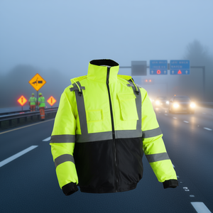 Chaqueta de Seguridad Reflectante Talla L ANSI Clase 3, Impermeable, de Poliéster, para Invierno, Alta Visibilidad, Amarilla y Negra, para Uso en Carreteras - Product Image 2