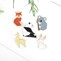 Broche en émail d'origami créative en forme d'animal, broche amusante en forme de renard, panda, koala, chien, lapin, broche de revers, badge, bijoux d'origami de dessin animé
