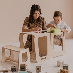 Tour d'apprentissage en bois Montessori moderne, pliable et réglable, marchepied pour enfants pour une utilisation en chambre - Product Image 2